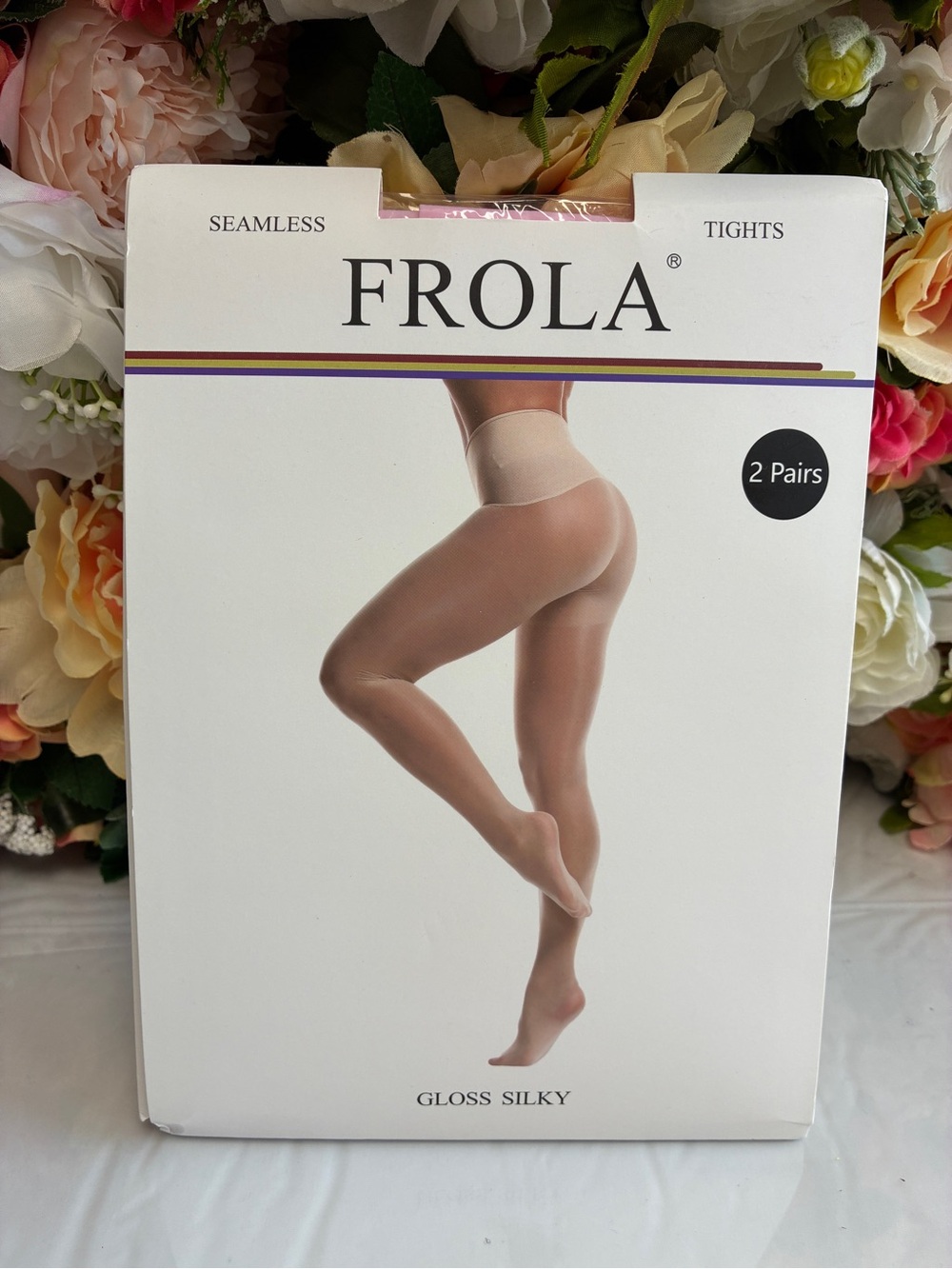 Frola Oil Shiny Seamless Tights Pink Large 2 Pair Gloss Silky High Waist Sheer